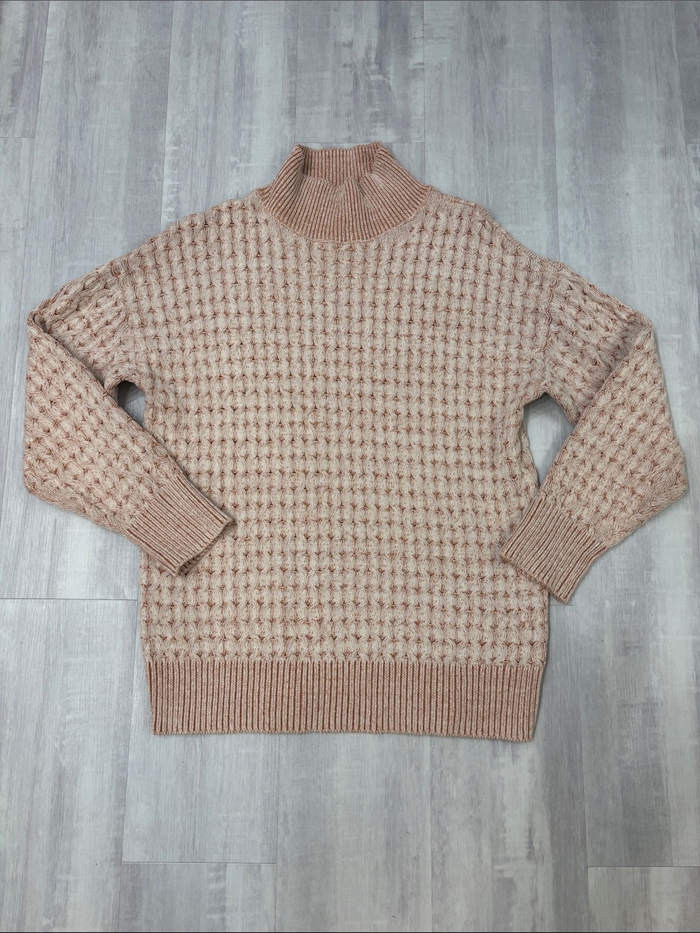 Knox Rose Blush Waffle Mock Neck Sweater Long Sleeve Medium